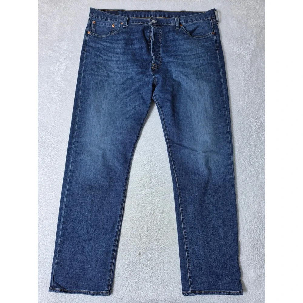 Levi 501 Original Mens 40/32 Jeans Blue Stretch Straight Leg Button Fly Denim